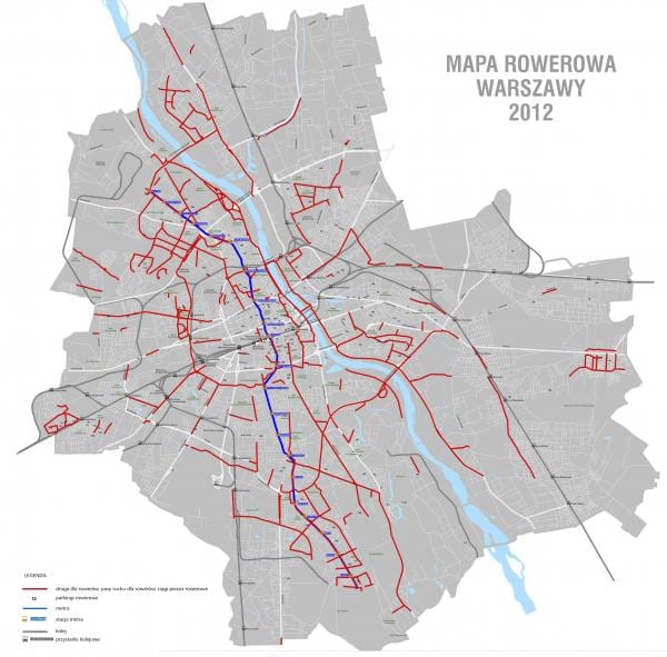 Radrouten, Radwege und Radfahrstreifen in Warschau